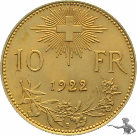 10 Fr. 1922 B Goldvreneli | Gold - wunderschöner Zustand